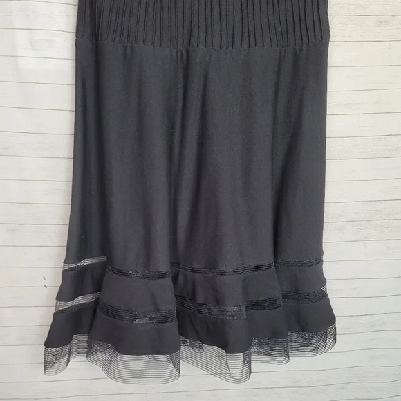 Tadashi Shoji Fit & Flare Sleeveless Illusion Stripes Dress in Black, sz Med Pet - Picture 6 of 16